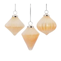 Peach Ribbed Glass Ornament Set
