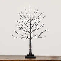 2ft. Pre-Lit Artificial Halloween Black Twig Tree with 210 Warm White Fairy Copper Wire LED Lights