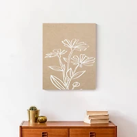 White Flowers On Neutral 16" x 20" Canvas Wall Art