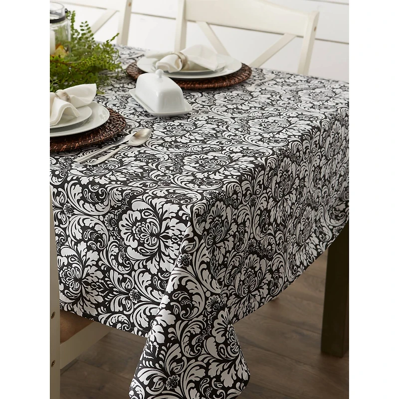 Damask Black Tablecloth 60" x 84"