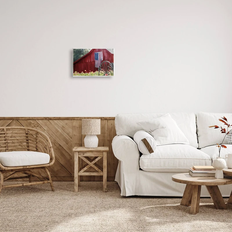 Stupell Industries Red Barn with American Flag Wall Plaque Art