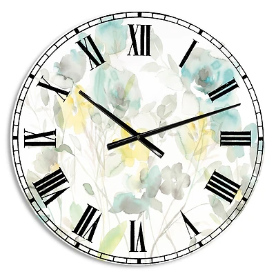 Designart Aqua Rose Natural Element Wall Clock