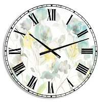 Designart Aqua Rose Natural Element Wall Clock