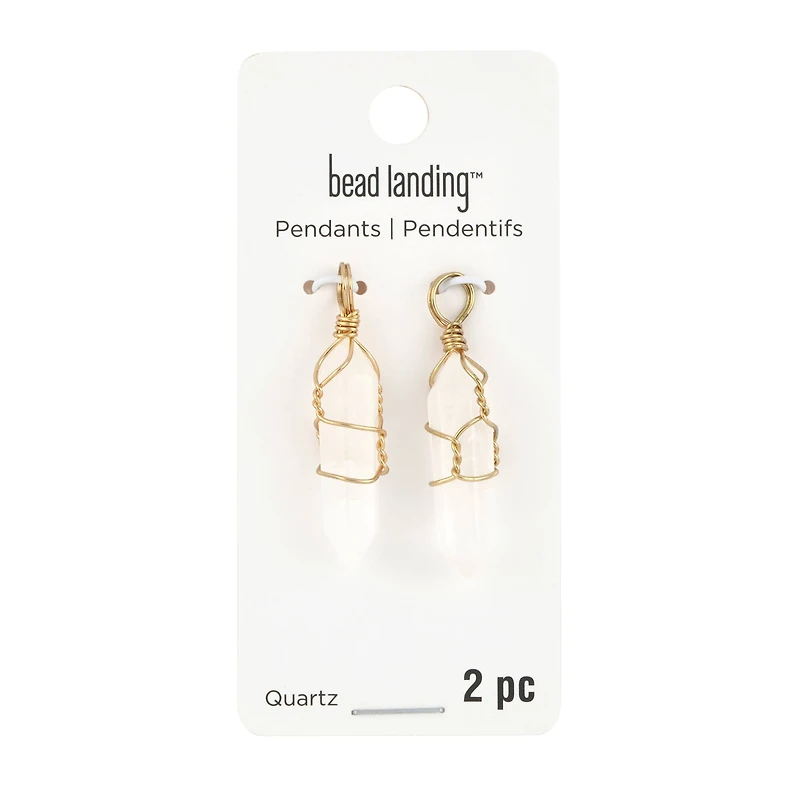 White Quartz Prism Pendants, 2ct. by Bead Landing™