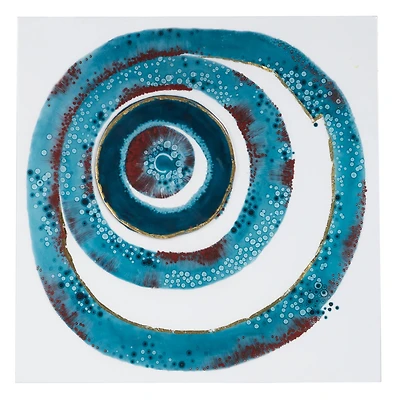 Blue Contemporary Abstract Wood Wall Decor, 24" x 24"