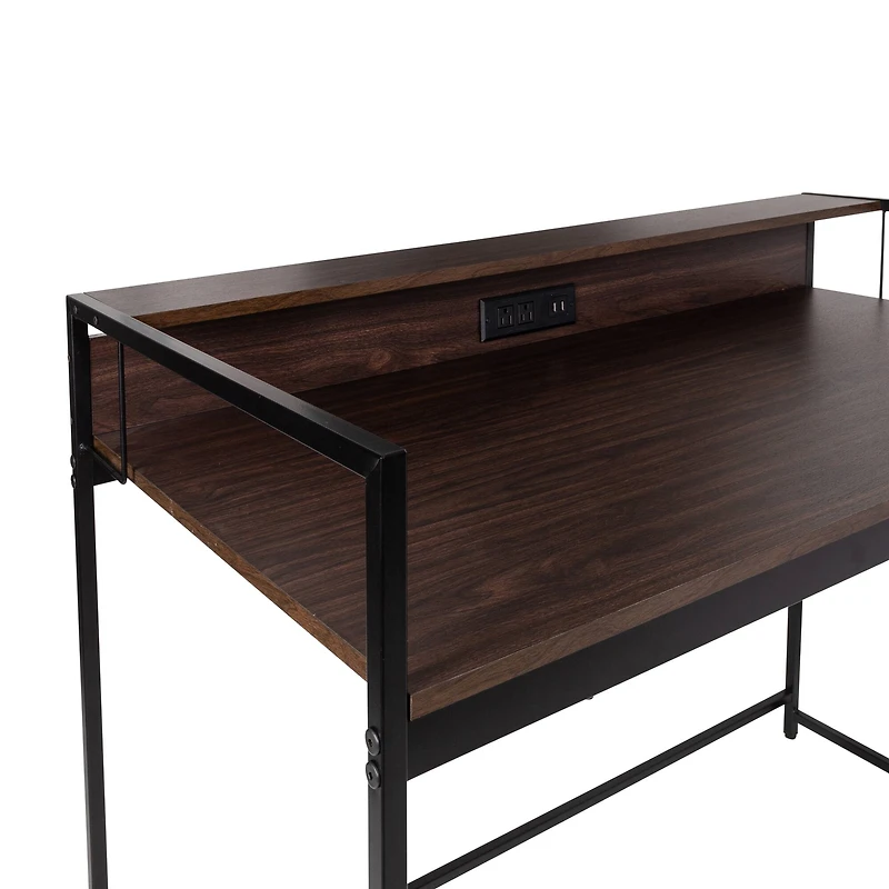 Honey Can Do Walnut & Black Computer Desk