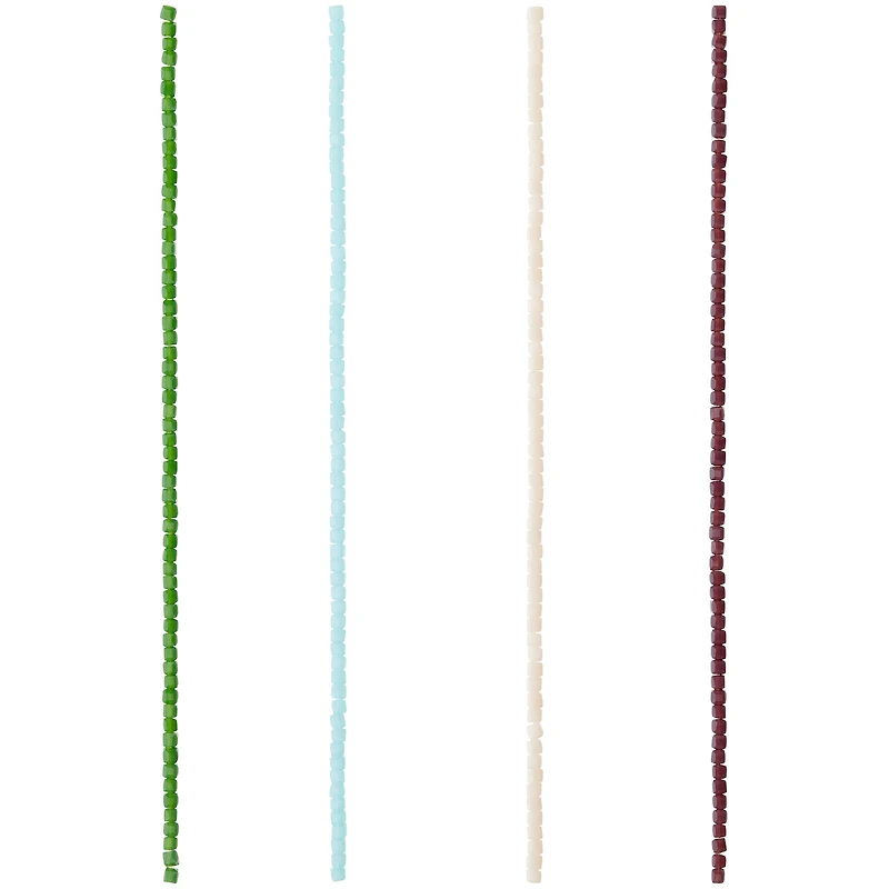 12 Pack: Purple, Green & Blue Glass Cube Beads, 3mm by Bead Landing™