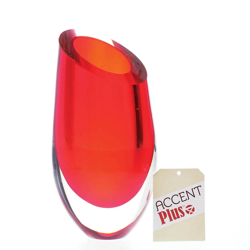 9.5" Red Cut Glass Vase
