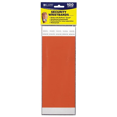DuPont™ Tyvek® Orange Security Wristband, 100ct.