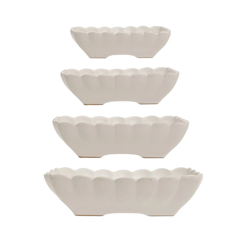 Hello Honey® Matte White Square Stoneware Scalloped Edge Serving Dish Set
