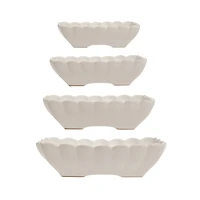 Hello Honey® Matte White Square Stoneware Scalloped Edge Serving Dish Set