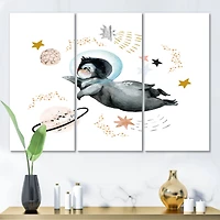 Designart - Little Penguin Flying Stars and Planets II