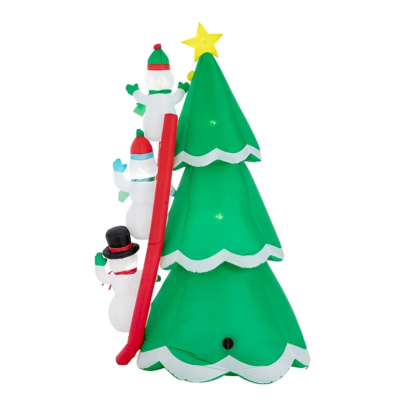 Glitzhome® 8ft. Lighted Inflatable Xmas Snowman Climbing Up Tree Décor