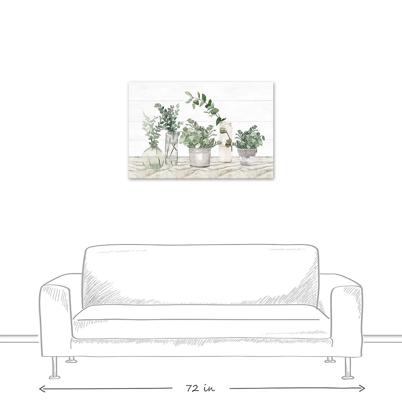 Glass Pots With Plants 36" x 24" Canvas Wall Art