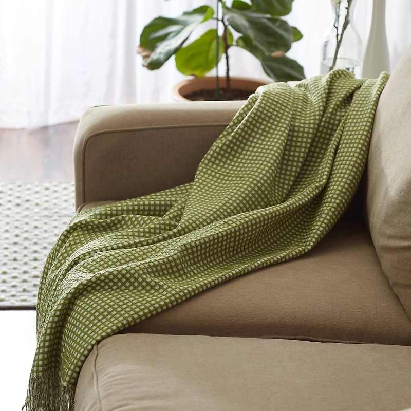 DII® Antique Green & White Waffle Knit Throw