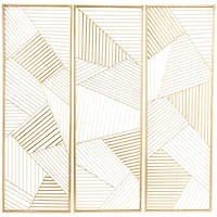 CosmoLiving by Cosmopolitan Gold Metal Geometric Wall Decor with Gold Frame Set of 3 16", 48"