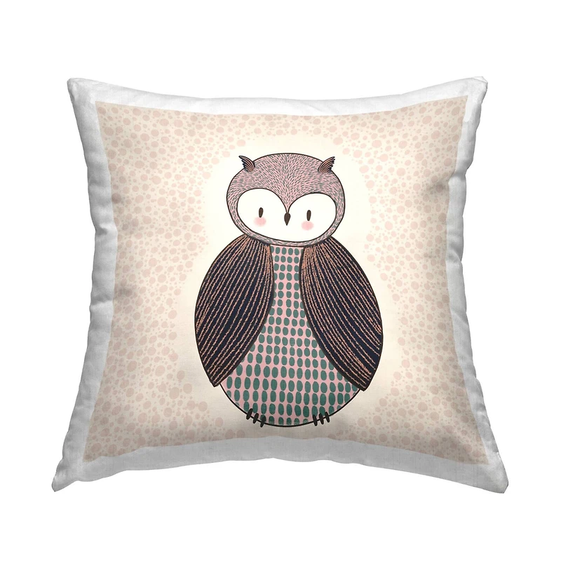 Stupell Industries Patterned Owl Nursery Nature Animal Throw Pillow, 18" x 18"
