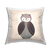Stupell Industries Patterned Owl Nursery Nature Animal Throw Pillow, 18" x 18"