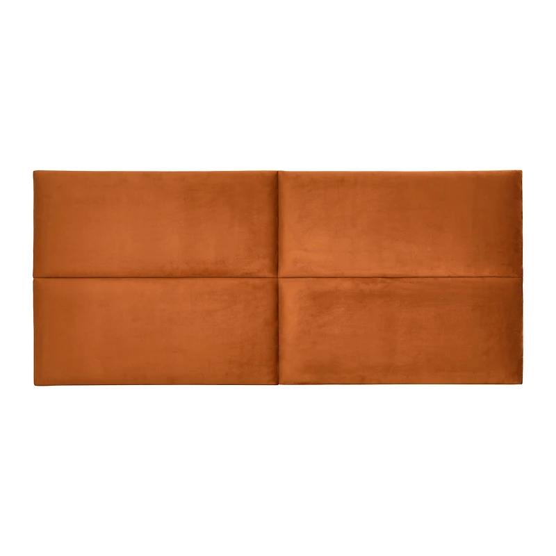 Hello Honey® NoSom Terra Cotta Sound Reducing 4-Panel Velvet Upholstered Headboard, King