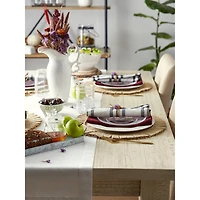 Natural Jute Round Ruffle Trim  Placemat Set/6