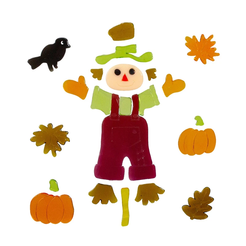 Scarecrow & Pumpkins Thanksgiving Gel Window Clings