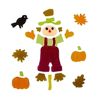 Scarecrow & Pumpkins Thanksgiving Gel Window Clings