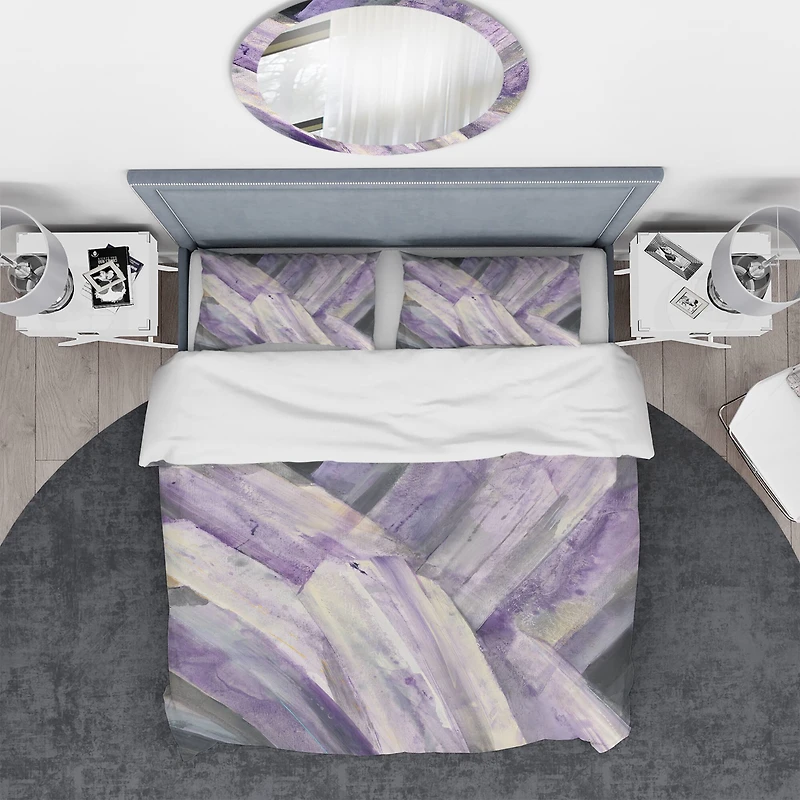 Designart 'Geometric Purple Glacier' Geometric Bedding Set - Duvet Cover & Shams