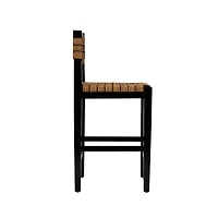 Hello Honey® Willowbrook 3ft. Black Mahogany Solid Wood & Natural Woven Seagrass Rope Stool