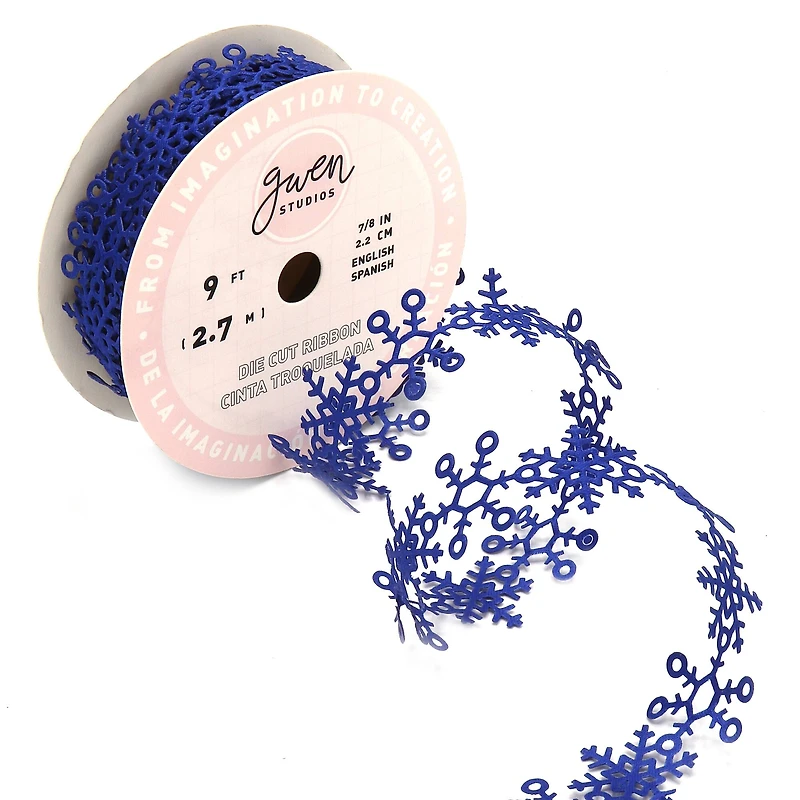 Gwen Studios 7/8" x 3yd. Die Cut Snowflakes Winter Holiday Ribbon