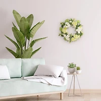 24" White Spring Hydrangea & Rose Wreath