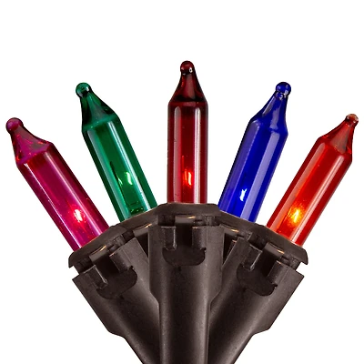100ct. Multicolor Mini Christmas String Lights with Brown Wire