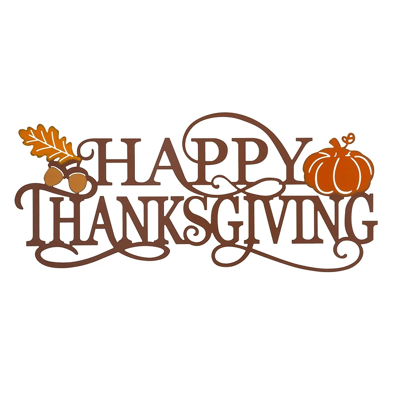 Glitzhome® 24" Metal Happy Thanksgiving Wall Décor