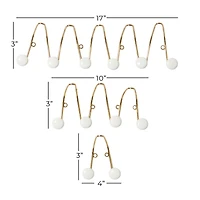 Set of 3 Gold Metal Glam Wall Hook, 4", 10", 17"
