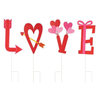 Glitzhome® 28" Set of 4 Valentine's Metal LOVE Yard Stake