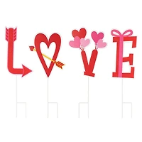 Glitzhome® 28" Set of 4 Valentine's Metal LOVE Yard Stake