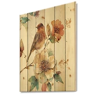Designart - Farmhouse Bird on Flower Branch