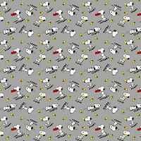 Peanuts® Snoopy & Woodstock Feelings on Gray Cotton Fabric