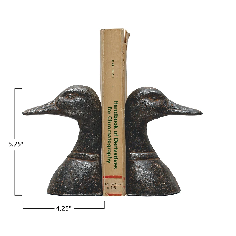 Hello Honey® 5.8" Black Iron Duck Bookends Set