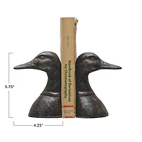 Hello Honey® 5.8" Black Iron Duck Bookends Set