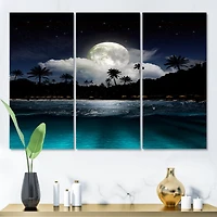 Designart - Fishing Boat Under Tropical Full Moon
