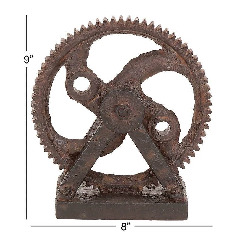 9" Brown Polystone Industrial Abstract Sculpture