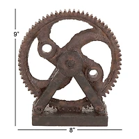 9" Brown Polystone Industrial Abstract Sculpture