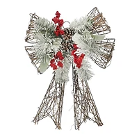 22" Snowy Pine & Red Berry Grapevine Bow by Ashland®