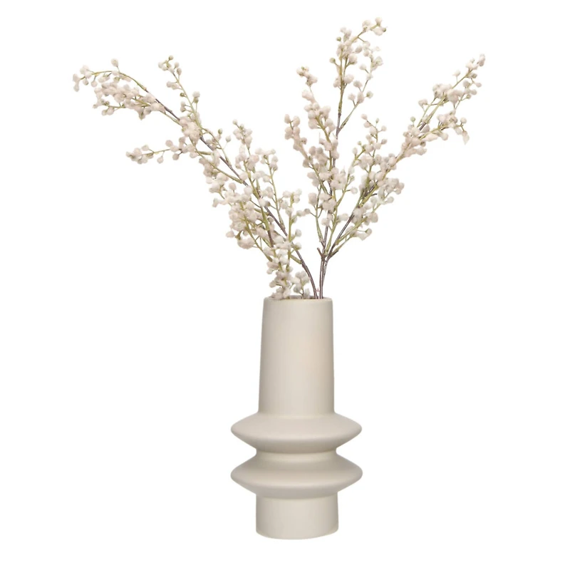 Hello Honey® 9" Taupe Modern Sculptural Stoneware Vase with Latex Glaze