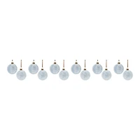 3" Ribbed Blue & White Glass Ball Ornament Set
