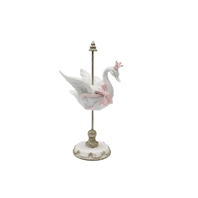 10.75" White, Gold & Pink Frosted Carousel Swan Tabletop Décor by Ashland®