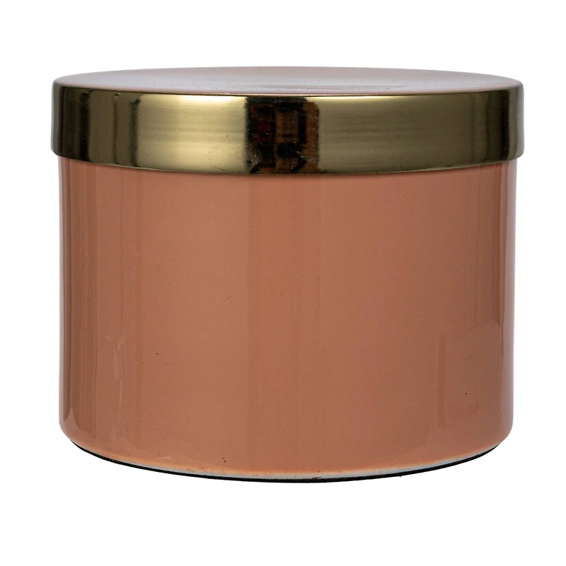 Hello Honey® 3" Pink & Gold Enameled Metal Box with Shiny Interior