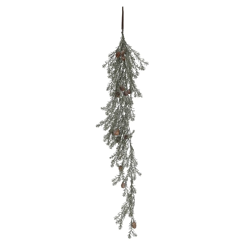 Hello Honey® 43" Frosted Green Faux Pine Hanging Plant with Pinecones