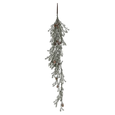 Hello Honey® 43" Frosted Green Faux Pine Hanging Plant with Pinecones