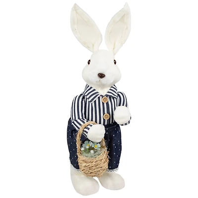 19" Navy Blue Standing Girl Bunny with Basket Easter Figure
